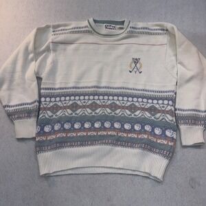 VTG Cotton Traders Sport Golf Embroidered Sweater Pastel Crewneck Adult Unisex L